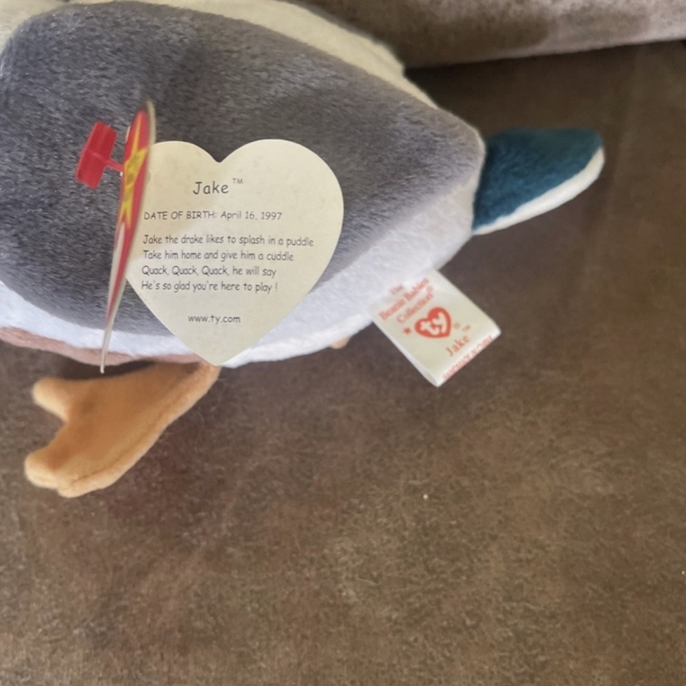 Collectors item:Ty Beanie Jake the Mallard Drake Duck Rare Ed. Red Tag w Errors. - Picture 2 of 5